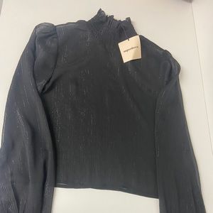 SUPERDOWN  black sheer with silver metallic detail size XS  NWT